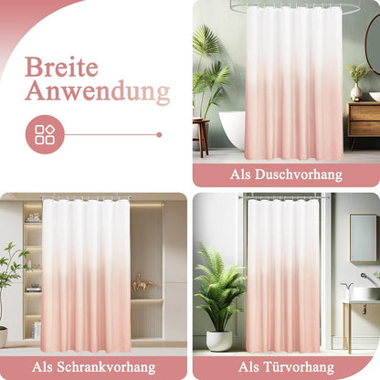 Duschvorhang Textil Rosa 180x200cm 120g/m² Wasserdicht Waschbar