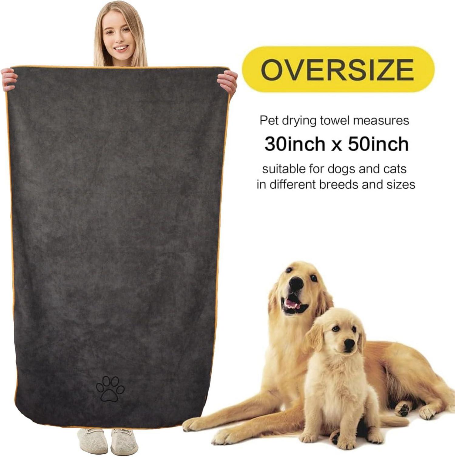 Großes Hundehandtuch 76x127cm Grau, Saugfähiges