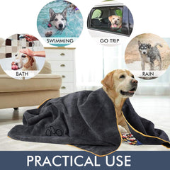 Hunde Handtuch groß 76x127cm, Microfaser, saugfähig, schnell trocknend, weich - Grau pack