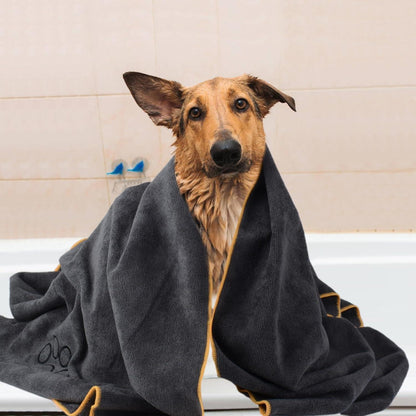 Hundehandtuch groß Microfaser Saugfähig Trocknend Weich 76x127cm Grau