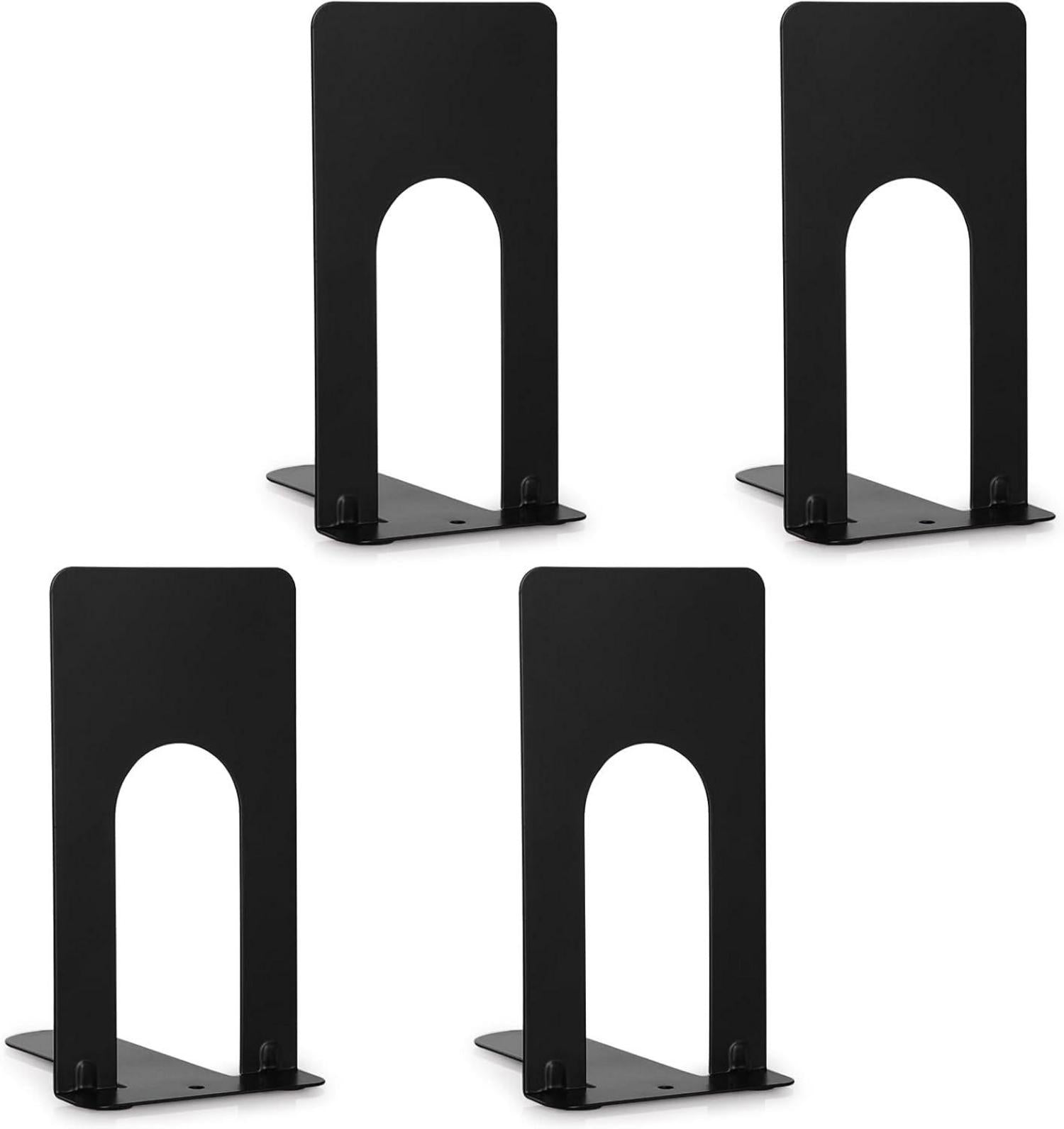 2er Set Hochwertige Metall Buchstützen Schwarz 69 x 100 x 130 mm