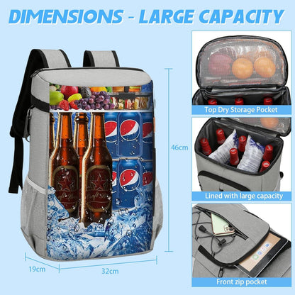 Isolierte Picknickrucksack 28L Kühltasche Wasserdicht & Robust