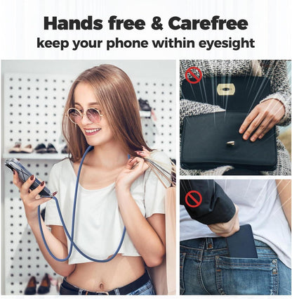 Caslord iPhone 15 Pro Handykette mit Necklace Hülle, Blau, 6,1 Zoll