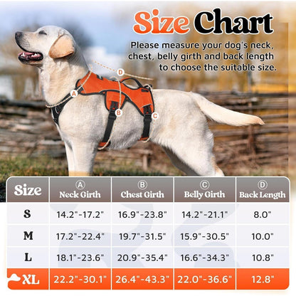 Ausbruchsicheres Hundegeschirr mit Griff, Orange XL