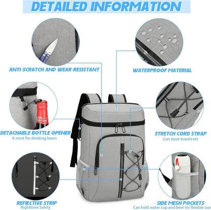 JANSBEN Kühltasche 28L Picknickrucksack Flaschenöffner Wasserdicht Isoliert Strandtasche