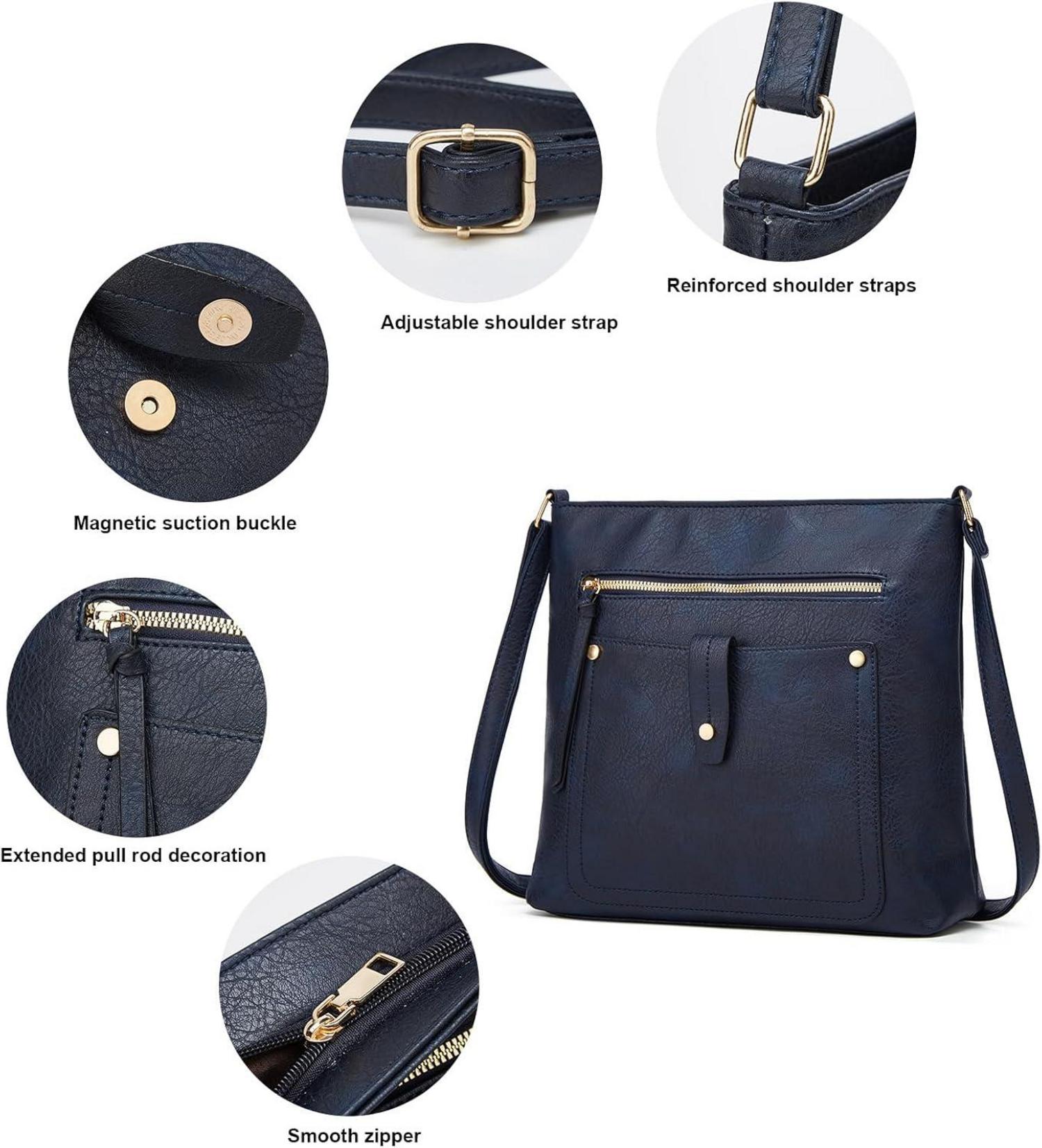 Umhängetasche aus PU-Leder für Damen, Crossbody-Tasche, verstellbarer