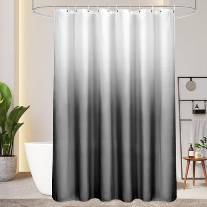 Textiler Duschvorhang 220x200cm Grau Wasserdicht Waschbar mit 14