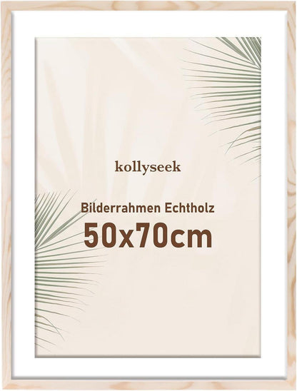 Bilderrahmen 50x70cm Echtholz Passepartout Acrylglas Kieferholz