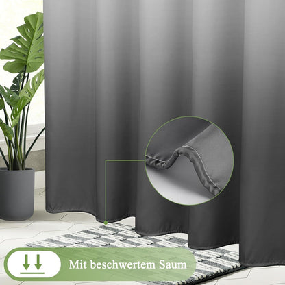 AooHome Duschvorhang 150X200cm Textil Grau Wasserdicht Waschbar mit 10 Duschvorhangringen