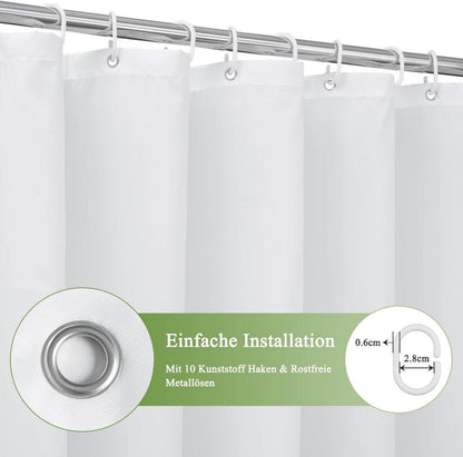 Duschvorhang 150x200cm Grau Textil 120g/m² wasserdicht waschbar + Anti-Schimmel