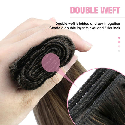 Echthaar Tressen Ombre Braun Blond 55cm 100g