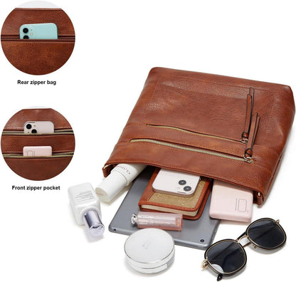 Umhängetasche aus weichem PU-Leder, Damen Crossbody-Tasche