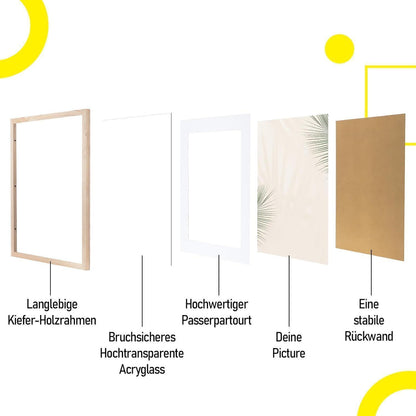 Echtholz Bilderrahmen A4 mit Acrylglas Kieferholz Fotorahmen
