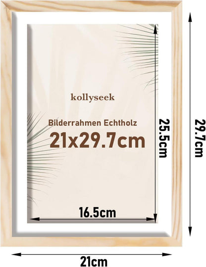Echtholz Bilderrahmen A4 mit Acrylglas Kieferholz Fotorahmen