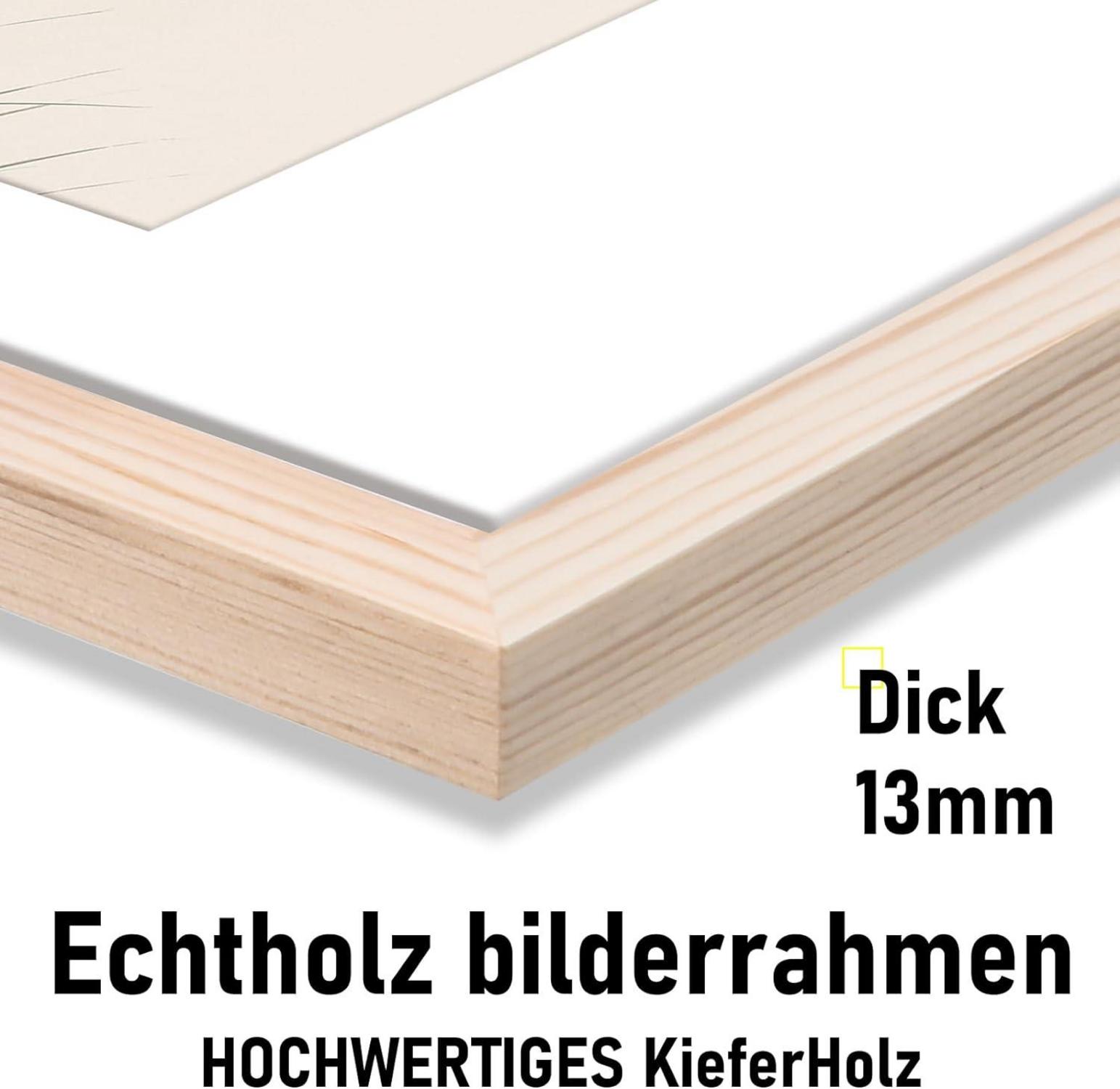 Kollyseek Bilderrahmen A4 Echtholz mit Passepartout Acrylglas Kieferholz DIN A4 21x30 cm