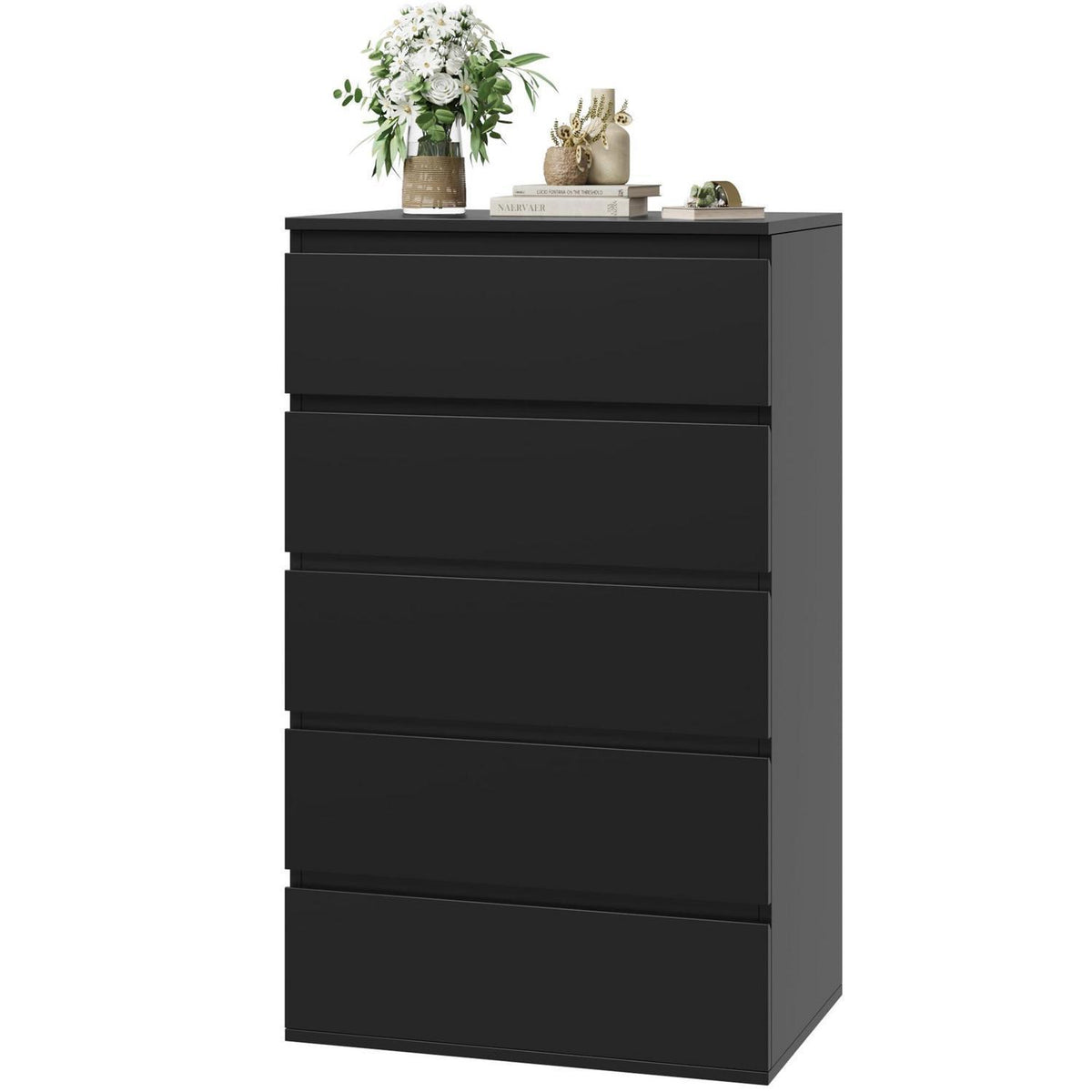 Schwarze Kommode mit 5 Schubladen – 60x40x100cm