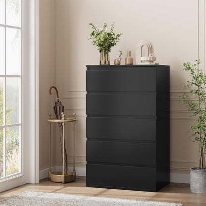 Schwarze Kommode mit 5 Schubladen – 60x40x100cm
