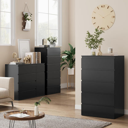 Schwarze Kommode mit 5 Schubladen – 60x40x100cm