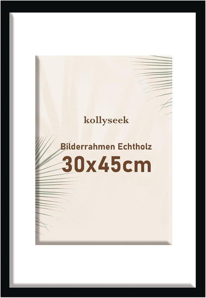 Bilderrahmen Echtholz 30x45cm Kieferholz Acrylglas Schwarz