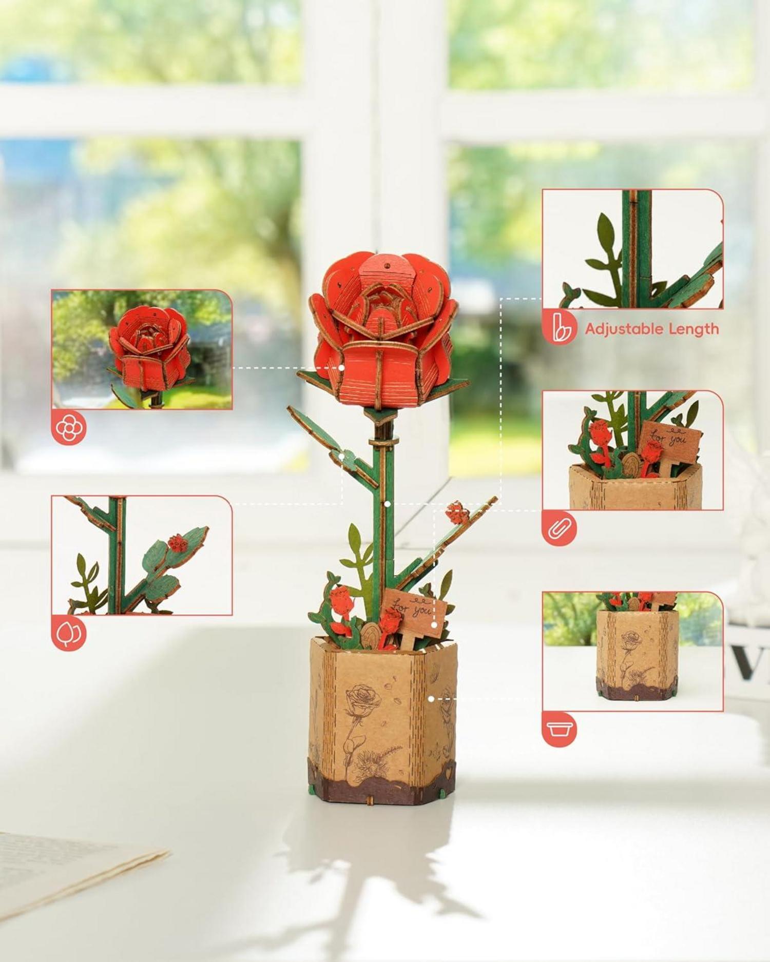 3D Puzzle Blumenstrauß Kit für Erwachsene - Holzblumen Modellbau