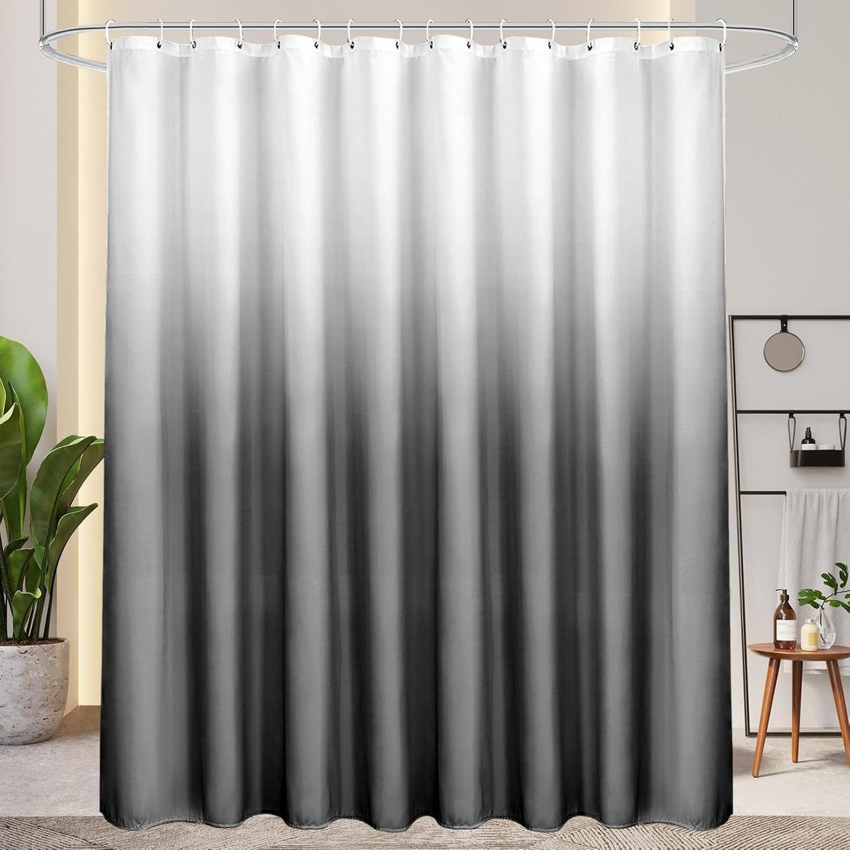 Textil Duschvorhang Grau 240x200cm Wasserdicht Farbverlauf