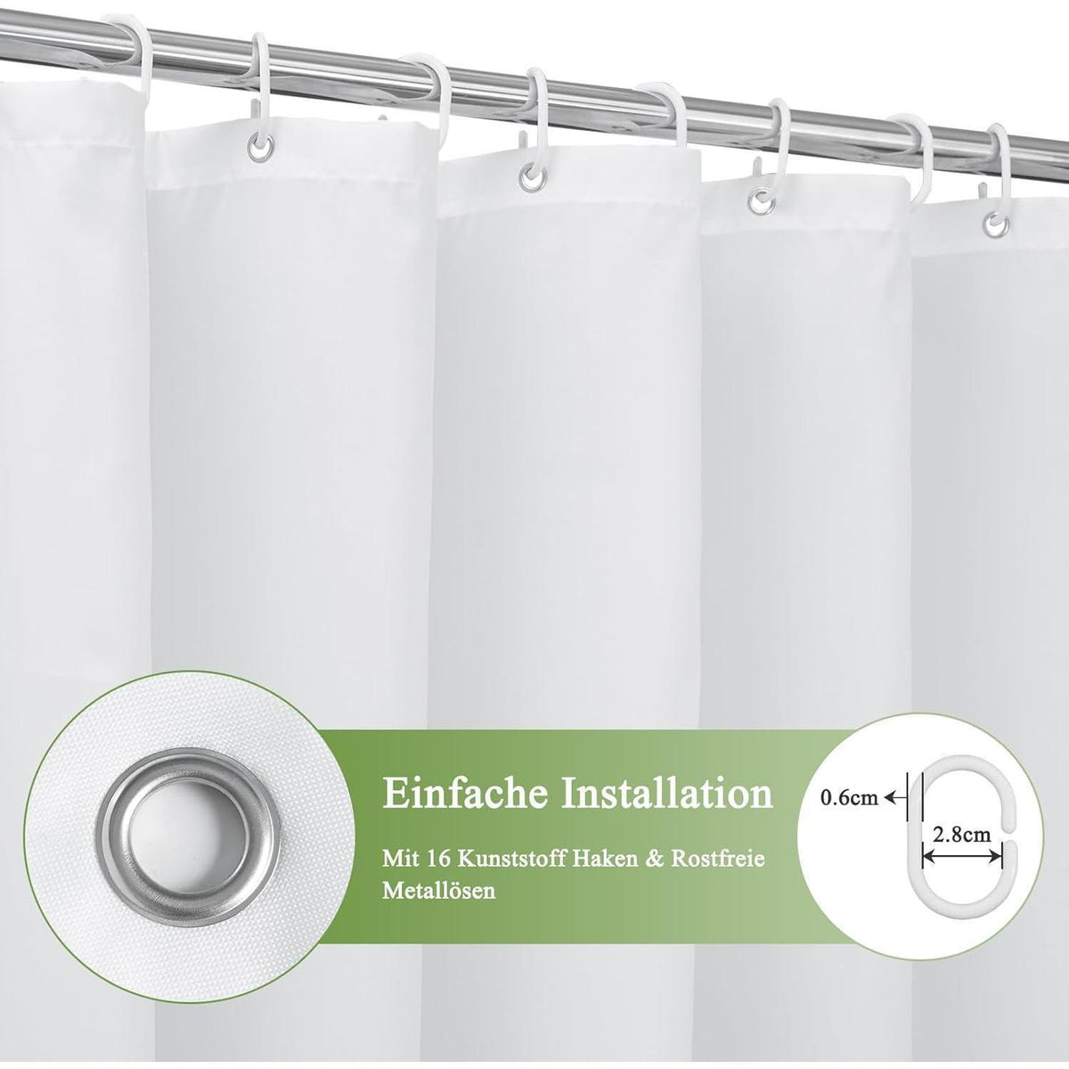 Textil Duschvorhang Grau 240x200cm Wasserdicht Farbverlauf