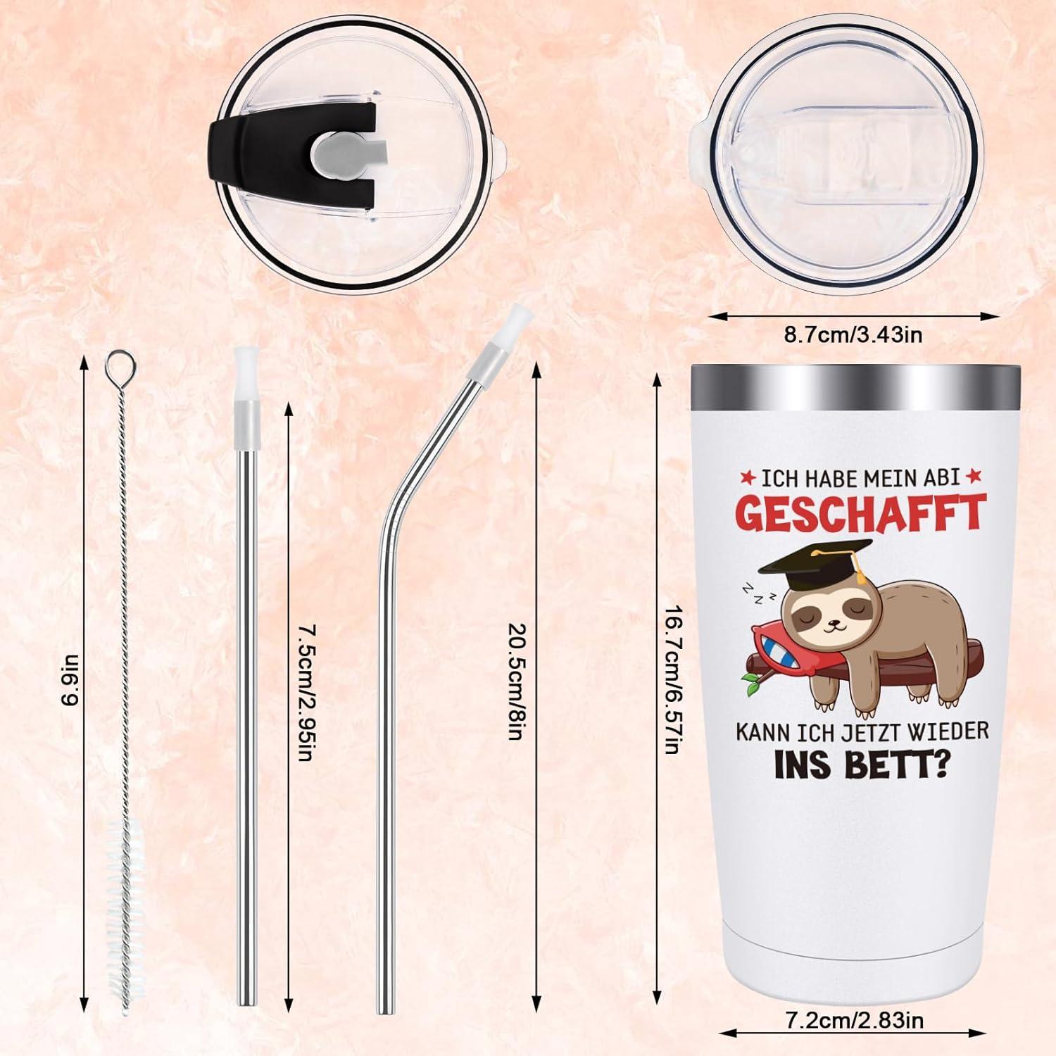 ABI 2024 Geschenk Tasse Junge 600ml Isolierter Becher Silber