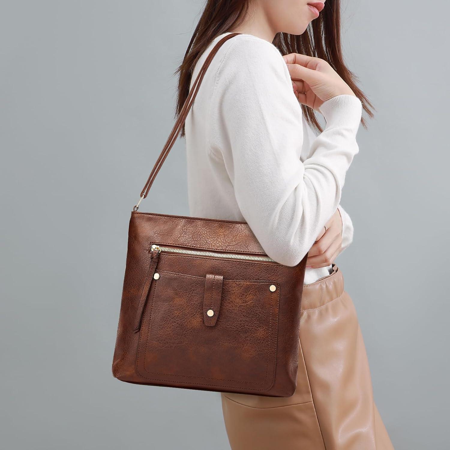 Umhängetasche aus PU-Leder Damen Crossbody-Tasche verstellbarer Riemen