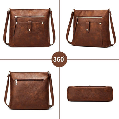 dobsechs Damen Umhängetasche Crossbody aus PU-Leder mit mehreren Taschen