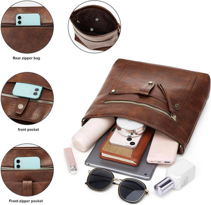 Damen Umhängetasche Crossbody PU-Leder mehrere Taschen verstellbarer Riemen