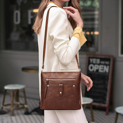 Damen Umhängetasche Crossbody PU-Leder mehrere Taschen verstellbarer Riemen