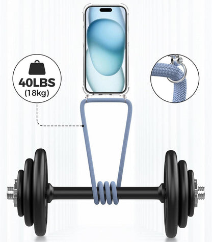 Handykette für iPhone 15 6,1 Zoll Transparente Hülle Blau
