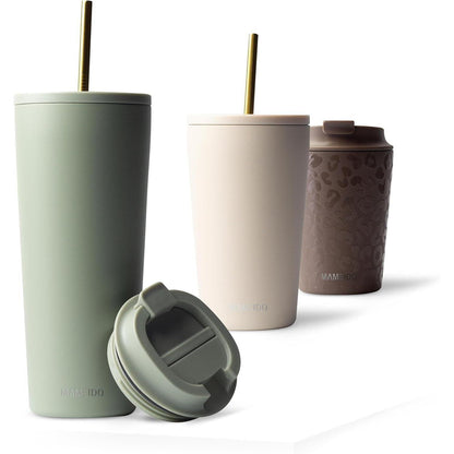 Thermobecher mit Strohhalm 700ml doppelwandig isoliert