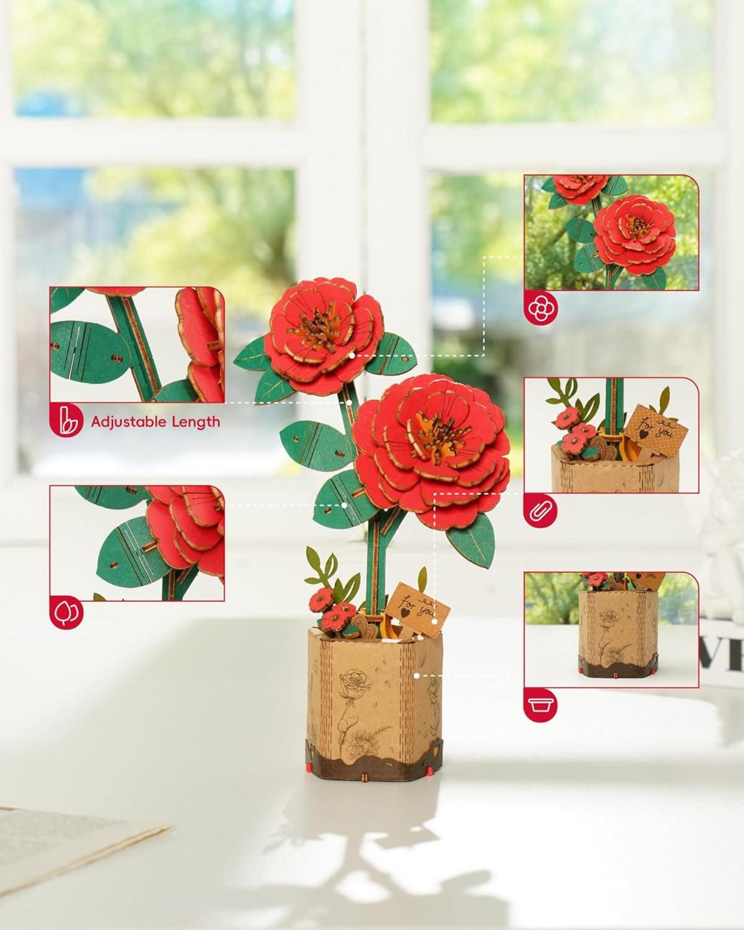 3D Puzzle Blumenstrauß Holz Handwerk Modell Kit Erwachsene Blumen