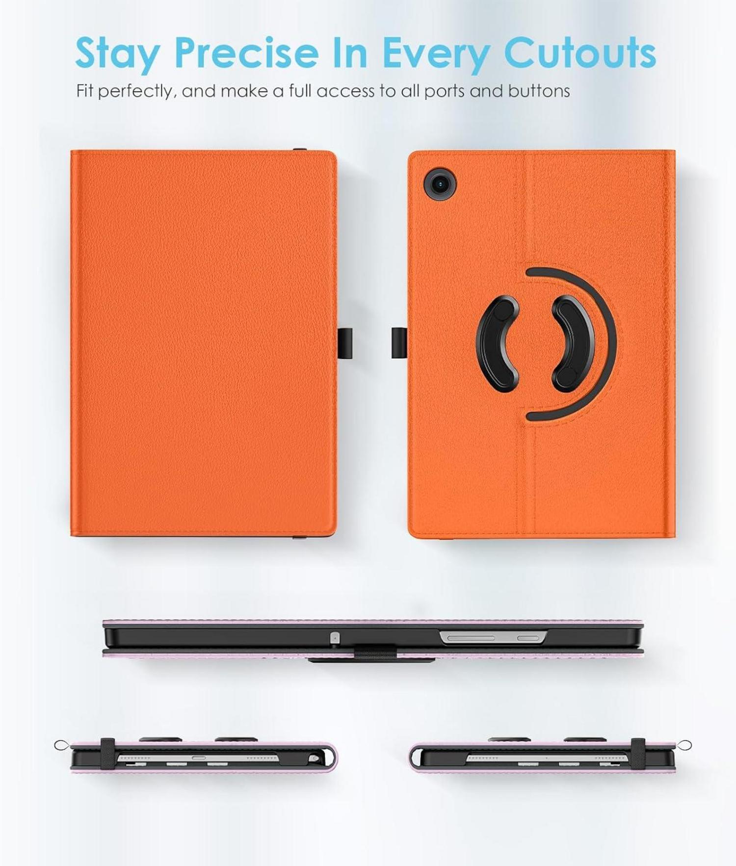 Samsung Galaxy Tab A9+ 11 Zoll 2023 Hülle Orange Drehbar Auto