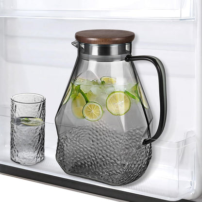 Glaskaraffe 1.8L mit Deckel für Kühlschrank Getränke Eistee Saft