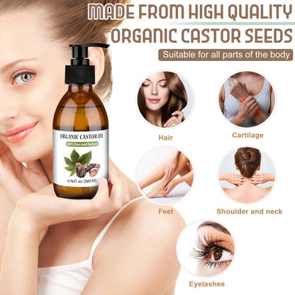 Organic Castor Oil for Lashes, Brows, Nails | Hair Growth Support
