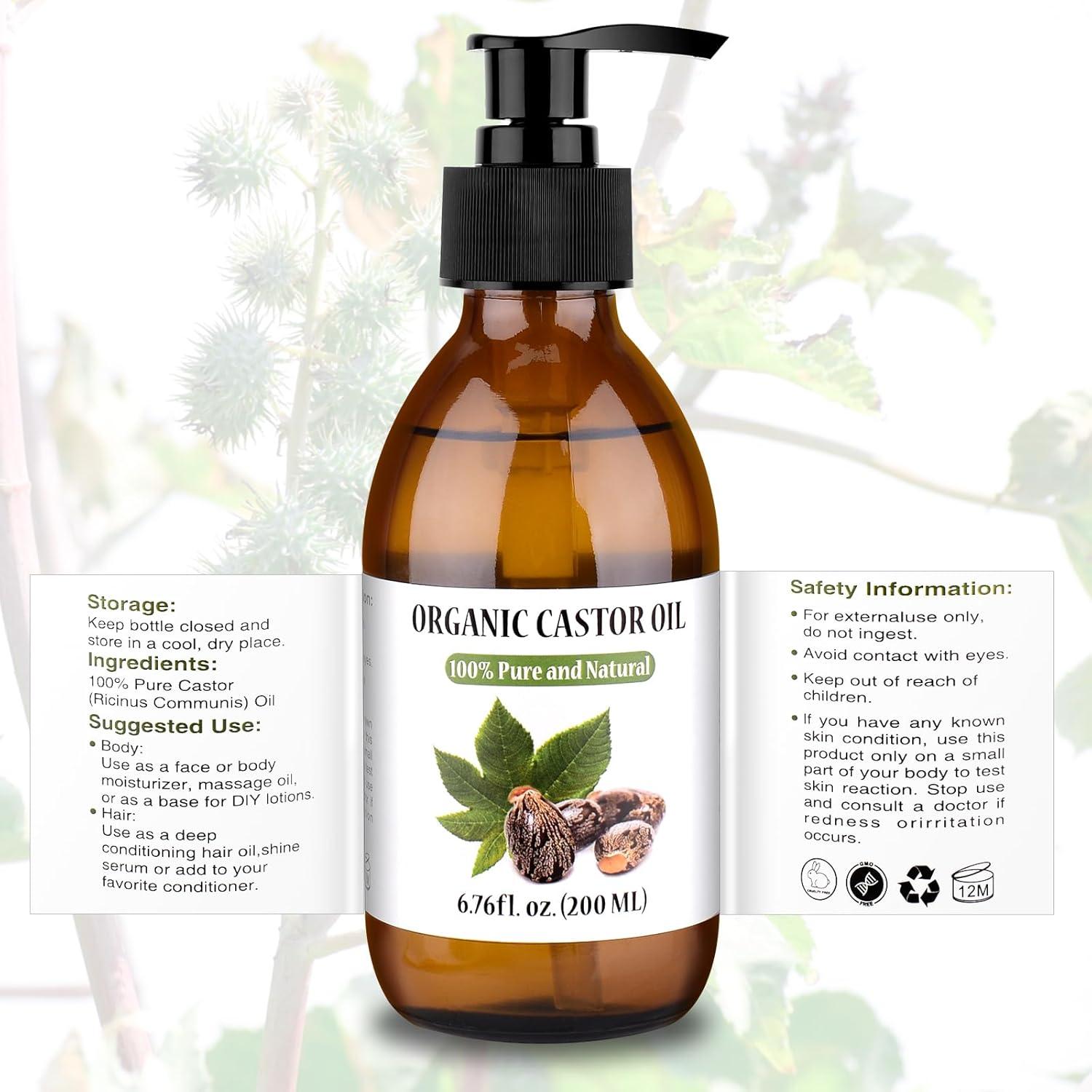 Bio-Rizinusöl 7fl oz kaltgepresst Wimpern Augenbrauen Nägel Haar Körper