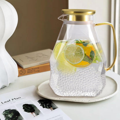 Glaskaraffe 1.8L Wasserkaraffe mit Edelstahl Deckel und