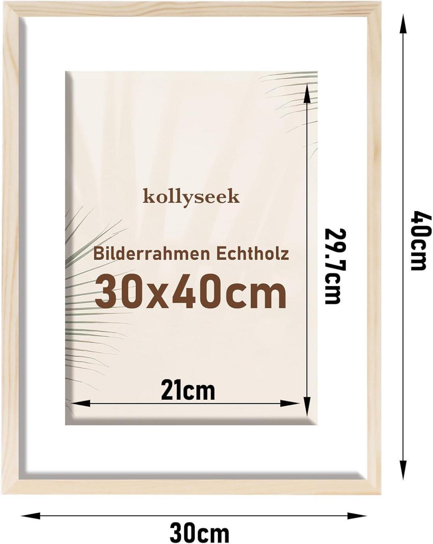 Kollyseek Bilderrahmen 30x40cm Echtholz mit Passepartout und