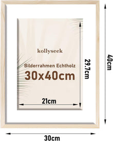 Kollyseek Bilderrahmen 30x40cm Echtholz mit Passepartout und