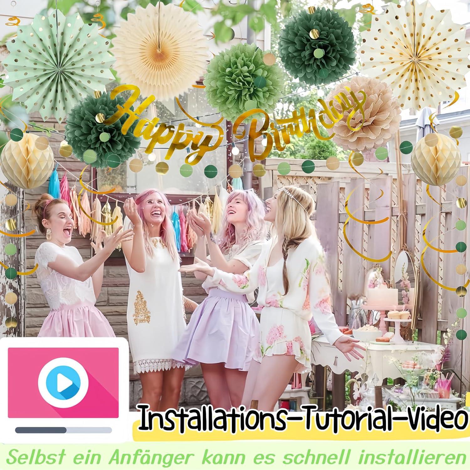 30. Geburtstagsdeko Sage Grün Happy Birthday Girlande Wimpelkette