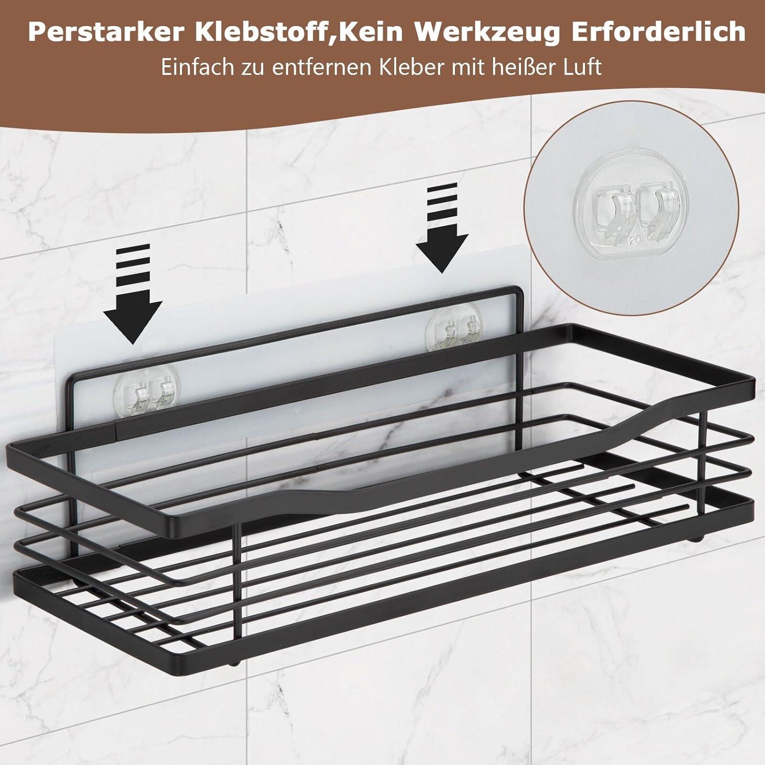 Duschablage ohne Bohren Edelstahl 2 Stück Schwarzes