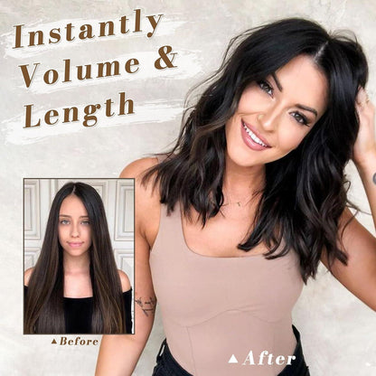 Clip in Extensions 35cm Wellige Braun Haarverlängerung 5PCs Frauen Haarextension