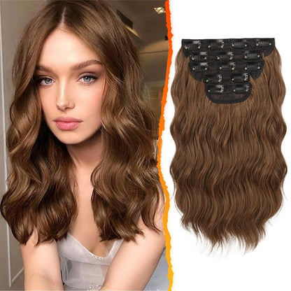 Wellige Clip in Hair Extensions Naturfarben DIN A3