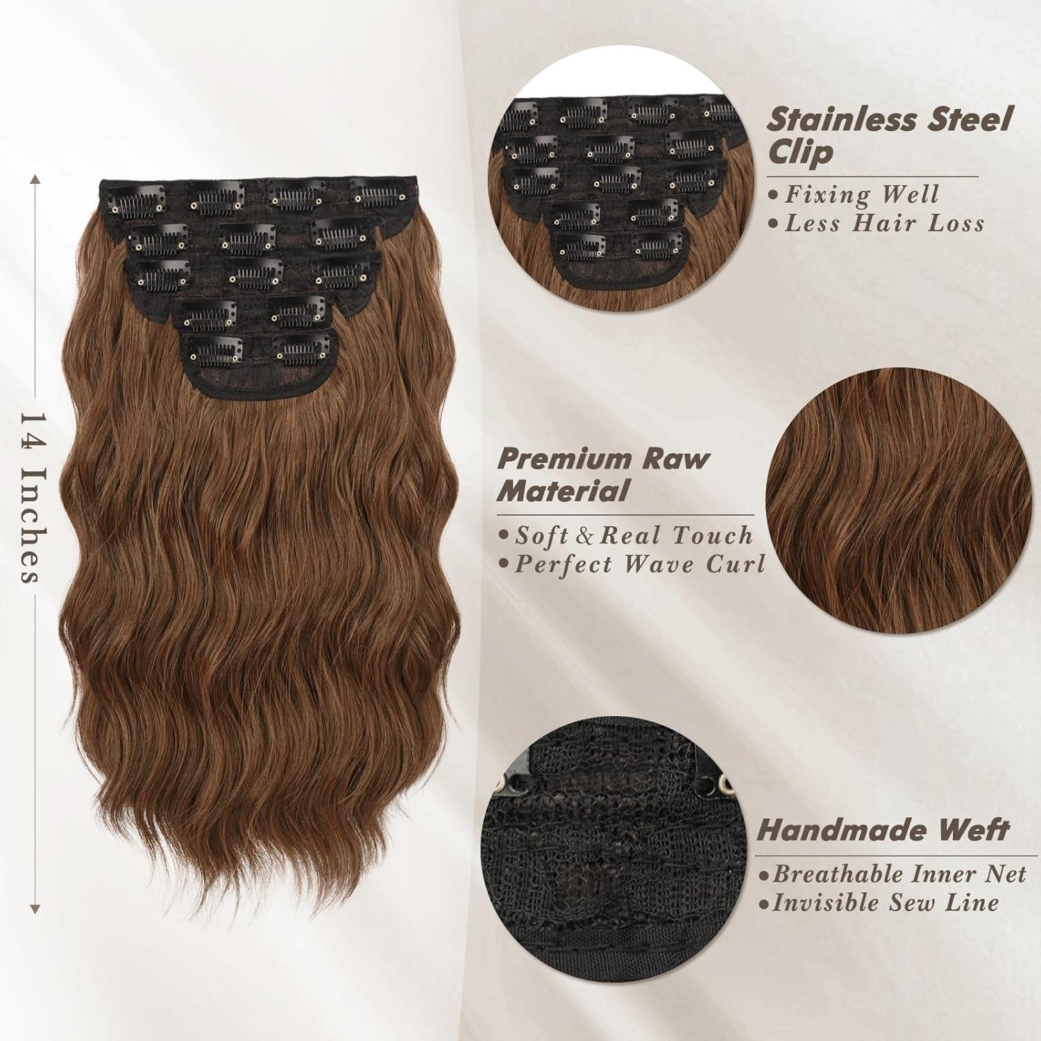 Wellige Clip in Hair Extensions Naturfarben DIN A3