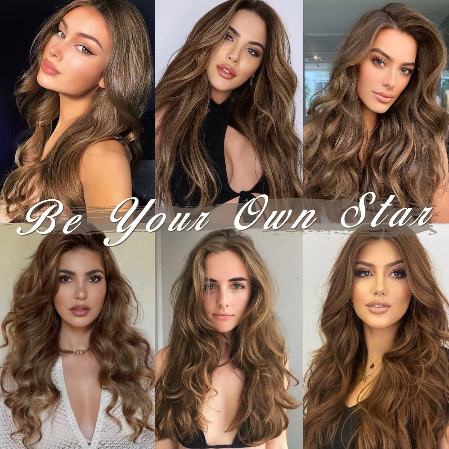 Clip-in Haarverlängerung 5PCs Brünett Wellig 35cm Natürliches Synthetik Haarteil