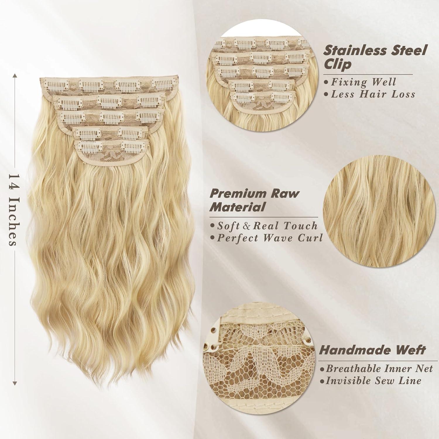 Wellige Blond Clip-In Haarverlängerung 35cm 5-teilig