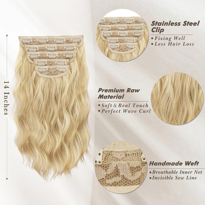 Wellige Blond Clip-In Haarverlängerung 35cm 5-teilig