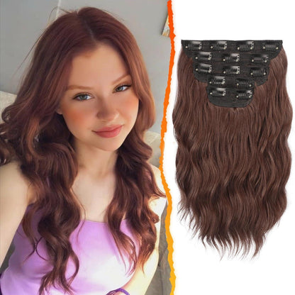 Clip in Extensions Wellige Kastanien Haarverlängerung 35cm